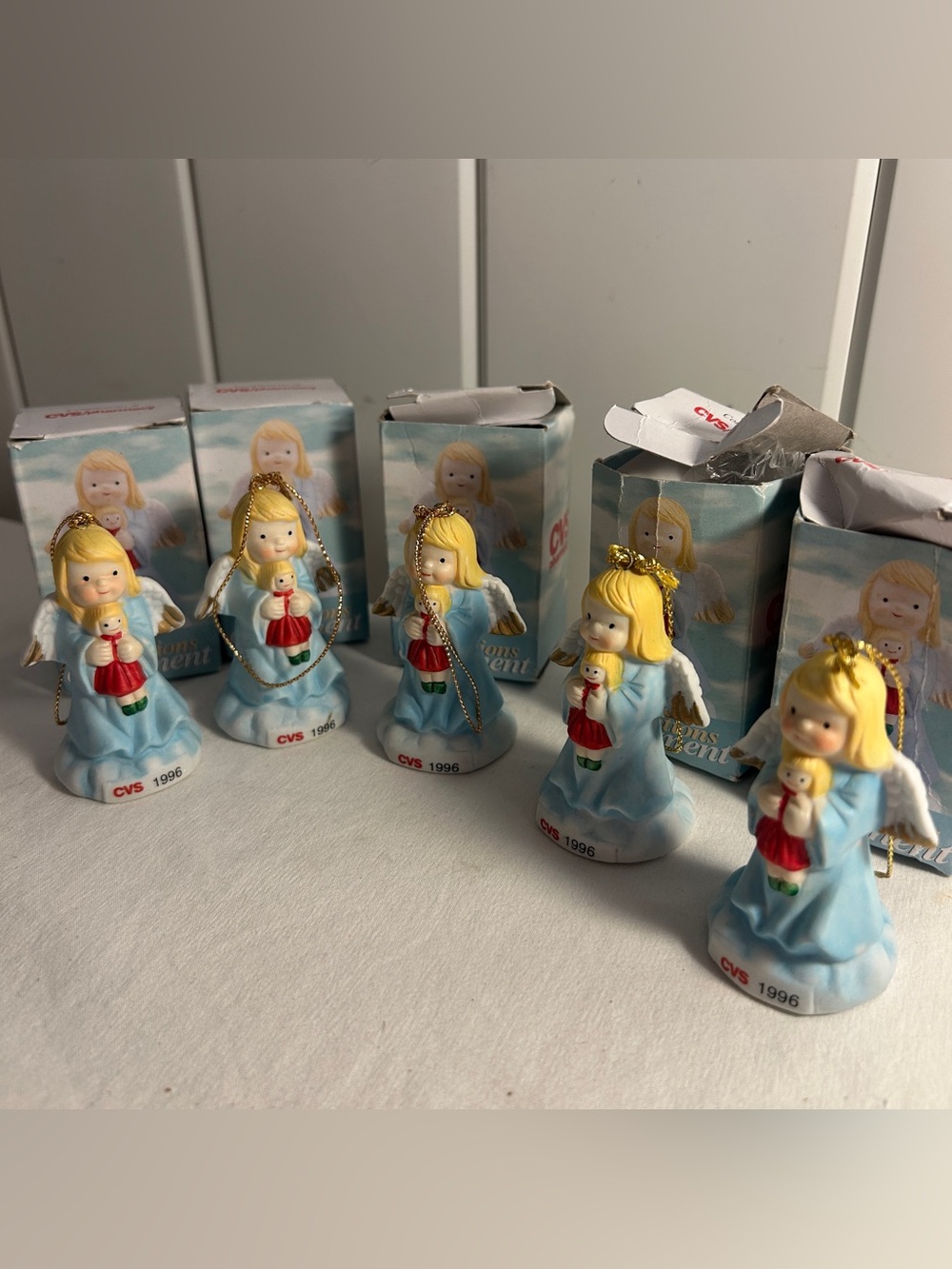 vintage 90s angel Christmas ornaments lot of 5 ceramic traditions Holiday decor